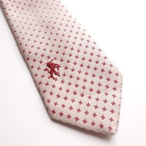 Vintage Bronzini Tie Beige Red Unicorn Allover Floral Polyester Necktie 3 x 54